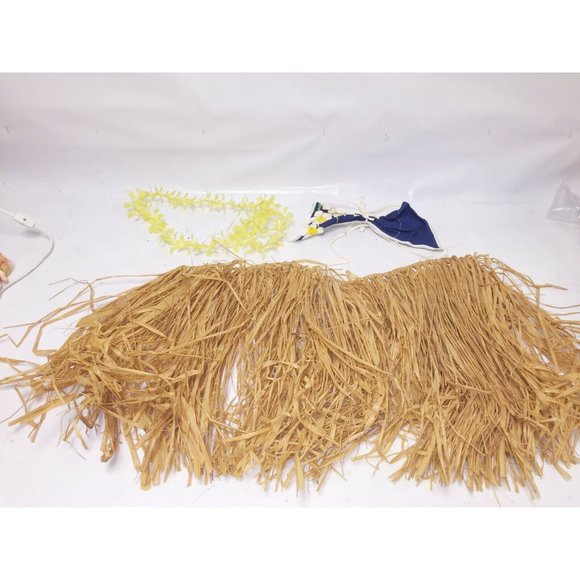 Vintage CHILD’S 3 PC HULA Outfit Hawaii Blue Yellow Lei Size S-M - Picture 1 of 8